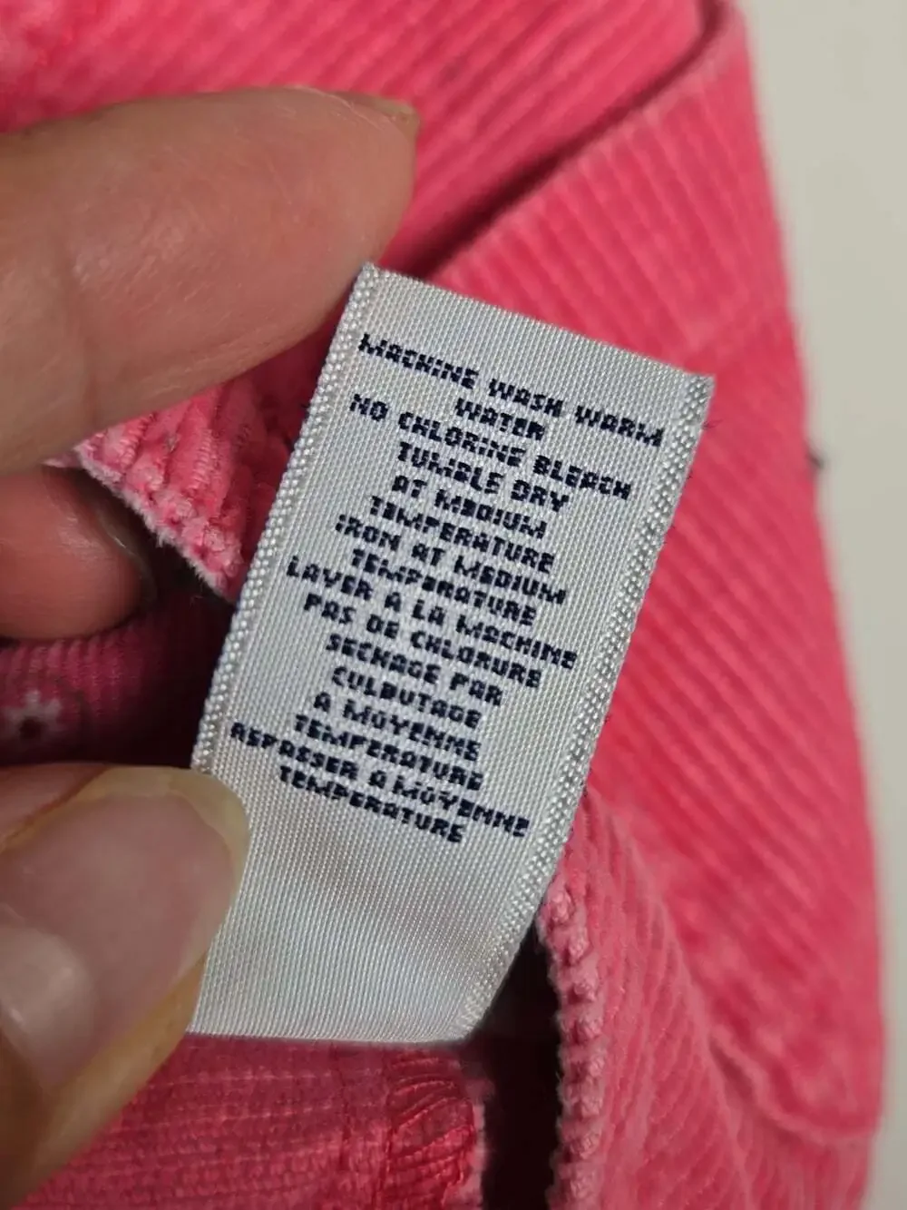 Vintage OshKosh Pink Corduroy Overalls 12M Floral Embroidered Hem 90s Baby